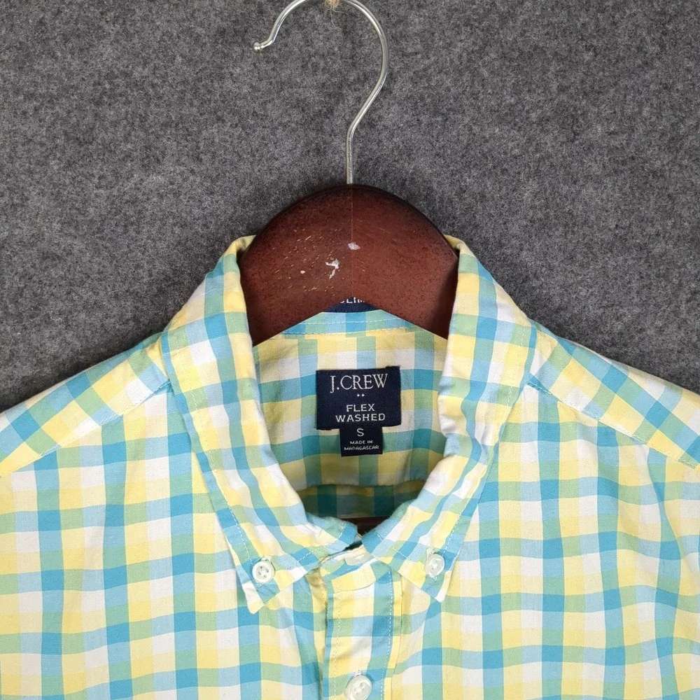 J. Crew Slim Fit Flex Washed Gingham Button Down Shirt Men's Size‎ S
